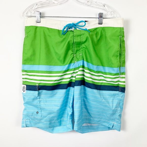 Chaps Other - Chaps Large Swim Trunks Lined Wear Green Blue